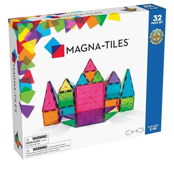 MAGNA-TILES Classic 32-Piece Magnetic Construction Set, The ORIGINAL Magnetic - Picture 1 of 8